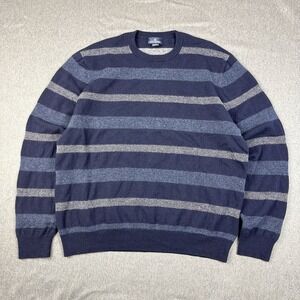 Brooks Brothers Sweater Mens Extra Large Blue Striped Wool Blend Knit Pullover